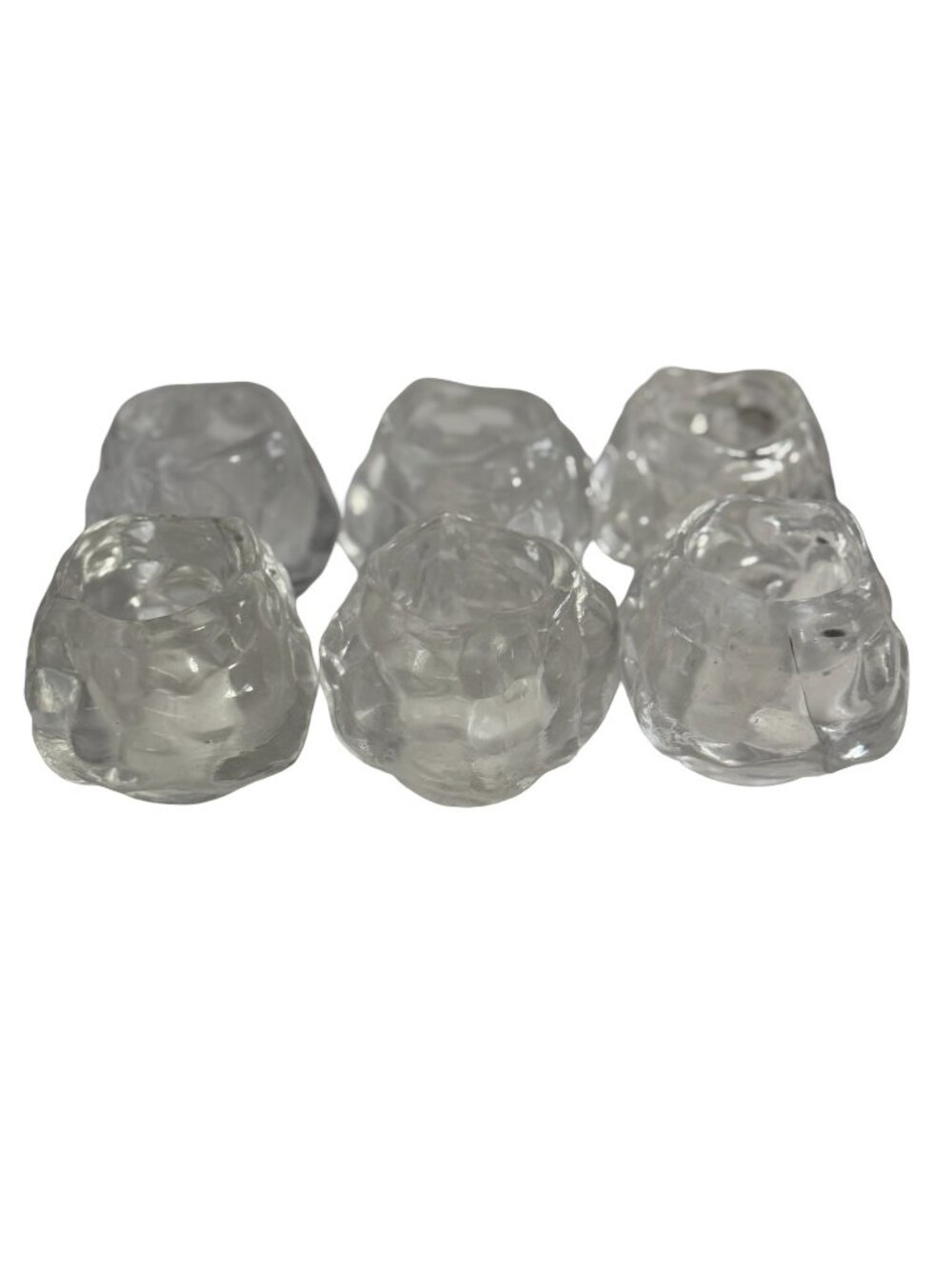 Vintage Bloomingdale’s Set 6 Ice Cube Glass Votive Candle Holders Taiwan 94410